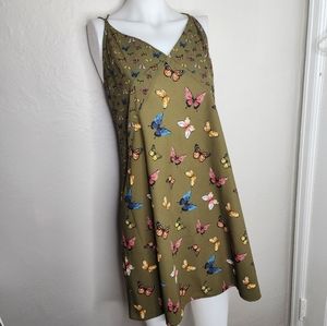 Abercrombie & Fitch Butterfly Dress Women's Green Strappy Slip Medium